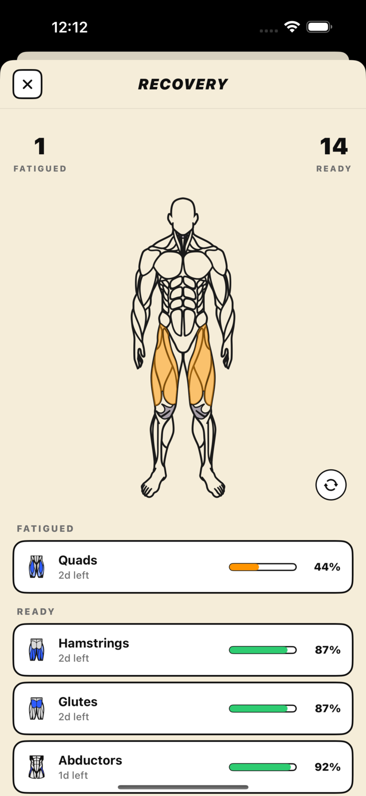 SUUPR live muscle recovery map